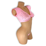 Laurel baby pink rhinestone set, side view showing rhinestone detail
