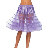 Close-up front view of lavender knee length ruffle petticoat - Golddiggers Boutique