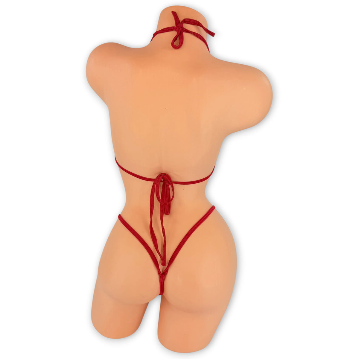 Leopard Imani set back view showing neck and back ties and the g-string back
