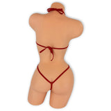 Leopard Reina slingshot bodysuit back view showing red neck and back ties and string thong back