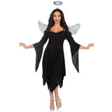 Detail view of silver metallic angel wings and tinsel halo kit - Golddiggers Boutique