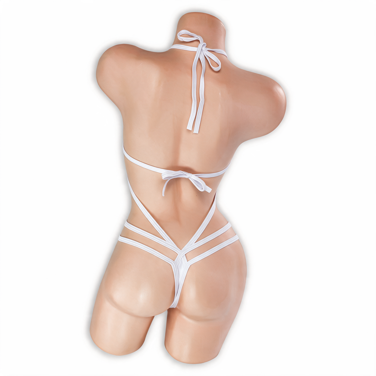 Moonstone white Dolly Choker Micro Bodysuit, back, Golddiggers Boutique