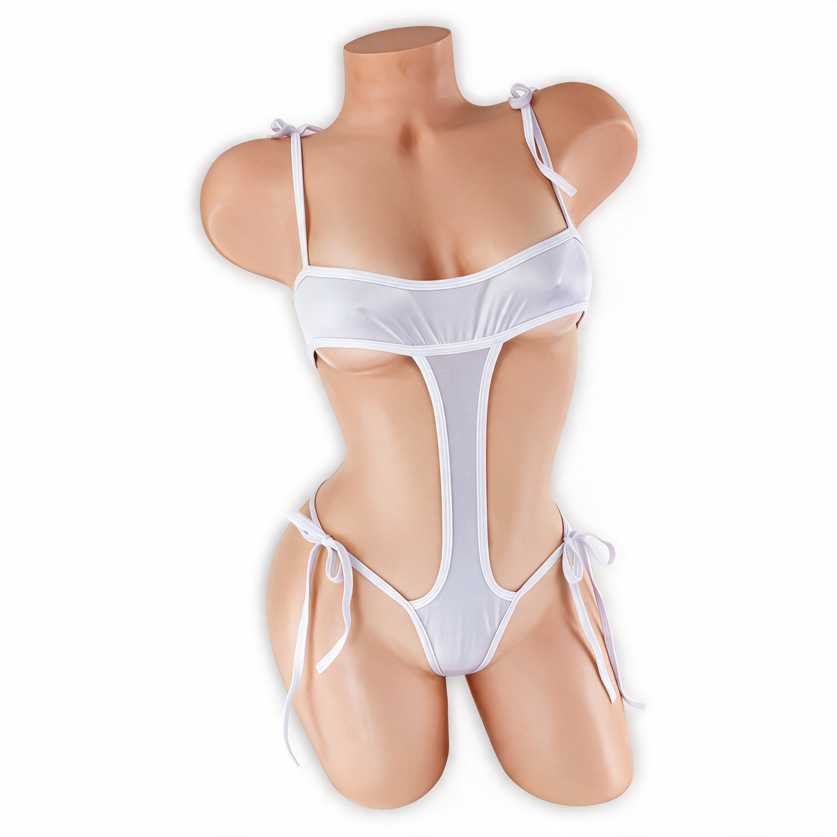 Moonstone white Skye shoulder tie bodysuit, front, Golddiggers Boutique