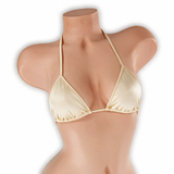 Morganite nude tri top on mannequin, front view, Golddiggers Boutique