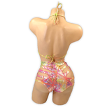 Back of the Multicolor Rio holo set showing the neck and back ties and the shorts