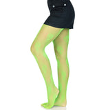 Side view of neon green alien net tights - Golddiggers Boutique