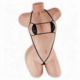 Onyx black Juno Micro Bling Bodysuit, front, Golddiggers Boutique