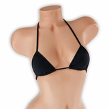 Onyx black mini tri top on mannequin, front view, Golddiggers Boutique