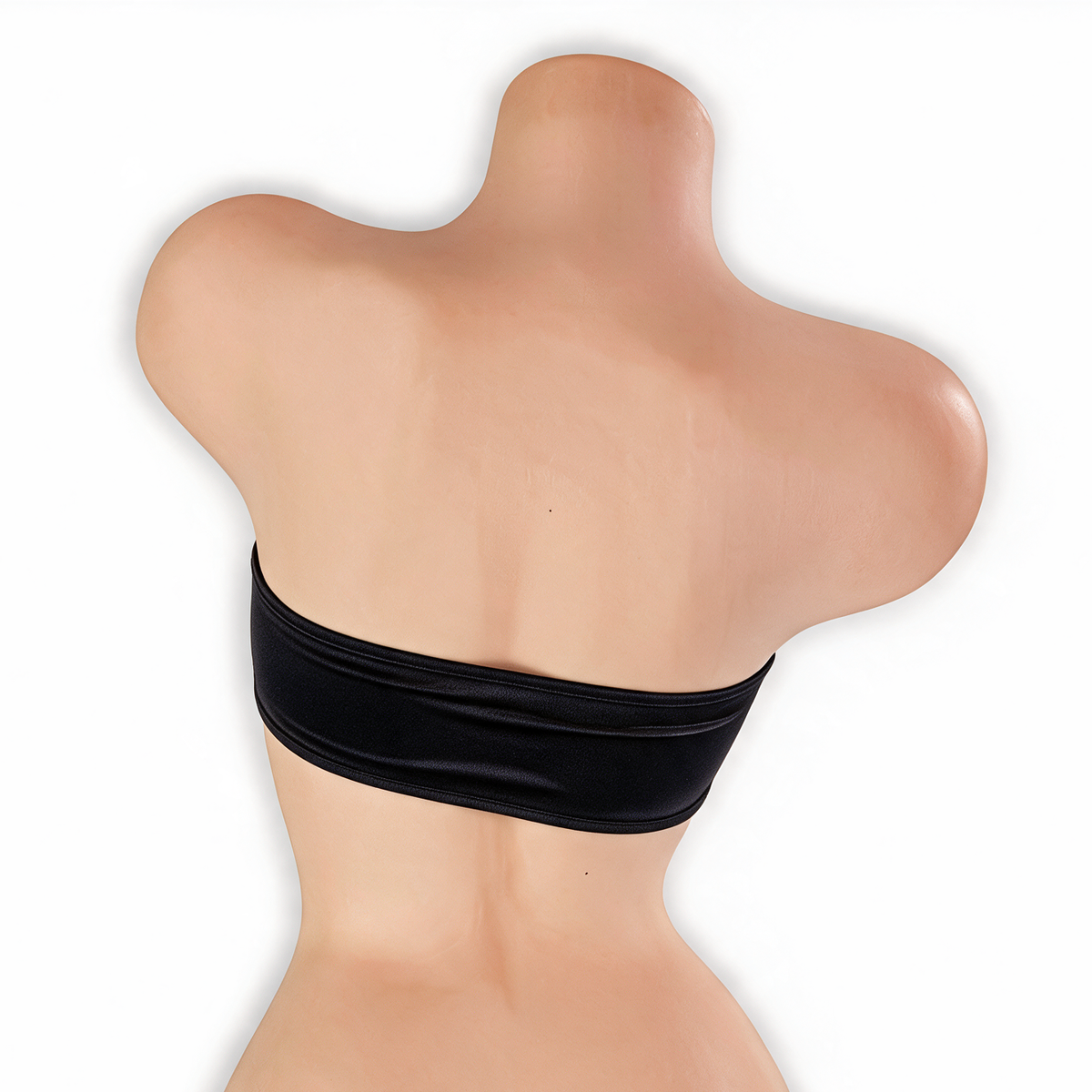 Onyx black peekaboo bandeau top on mannequin, back view, Golddiggers Boutique
