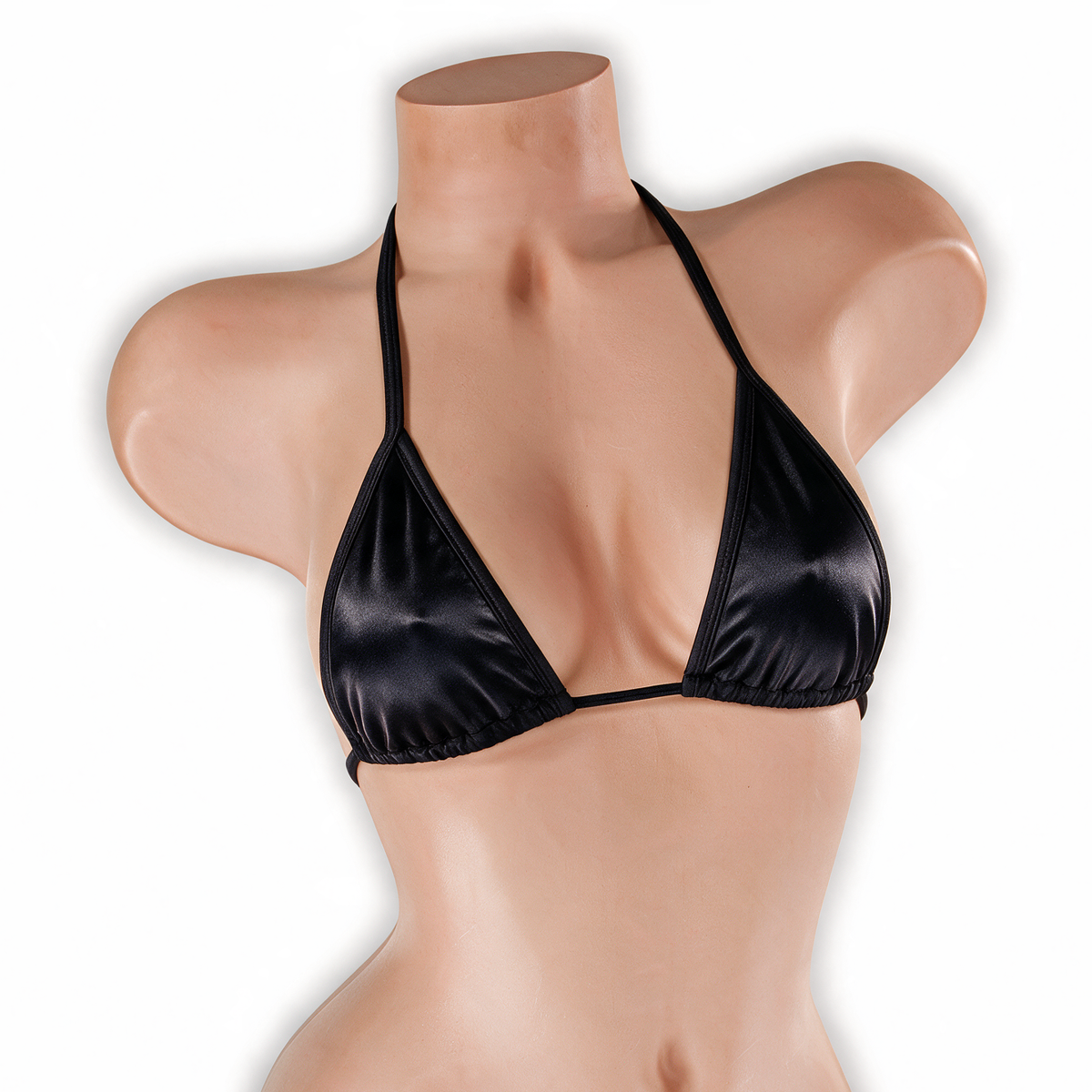 Onyx black skinny tri top on mannequin, front view, Golddiggers Boutique