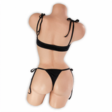 Onyx black Skye shoulder tie bodysuit, back, Golddiggers Boutique
