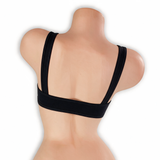 Onyx black sleek underboob top on mannequin, back view, Golddiggers Boutique