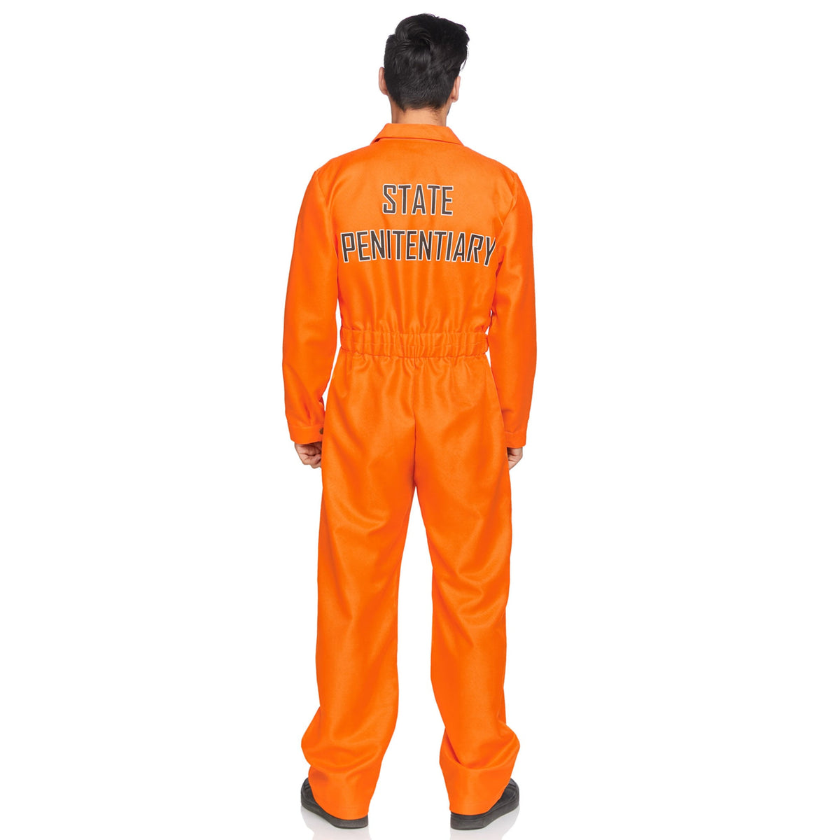 Back view of orange men's prison jumpsuit costume - Golddiggers Boutique