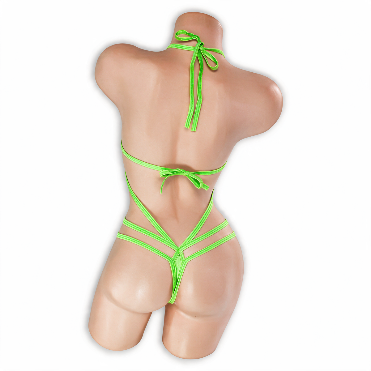 Peridot neon green Dolly Choker Micro Bodysuit, back, Golddiggers Boutique