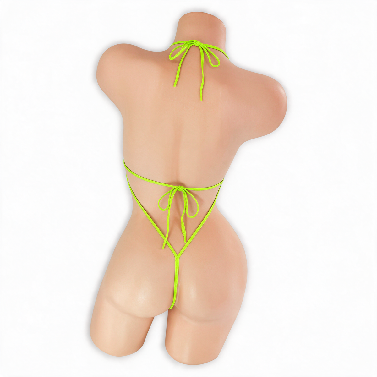 Peridot neon green Juno Micro Bling Bodysuit, back, Golddiggers Boutique