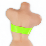 Peridot neon green ladder cutout bandeau top on mannequin, back view, Golddiggers Boutique