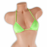 Peridot neon green mini tri top on mannequin, front view, Golddiggers Boutique