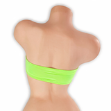 Peridot neon green peekaboo bandeau top on mannequin, back view, Golddiggers Boutique