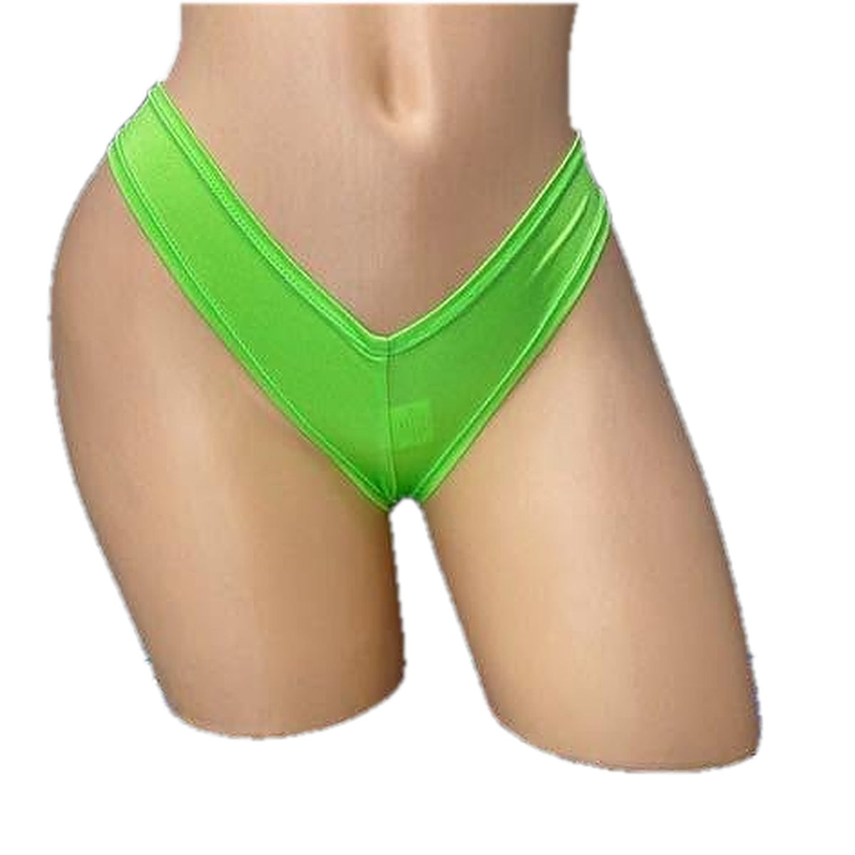 Peridot neon green scrunch back super micro shorts on mannequin, front view, Golddiggers Boutique