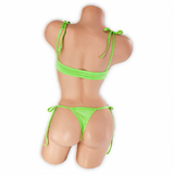 Peridot neon green Skye shoulder tie bodysuit, back, Golddiggers Boutique