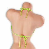 Peridot neon green tri top on mannequin, back view, Golddiggers Boutique