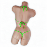 Peridot neon green Zaria micro triangle slingshot bodysuit, back, Golddiggers Boutique
