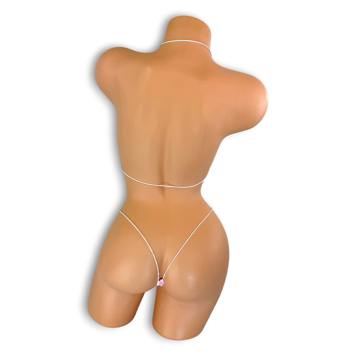 Pink Milkshake micro 'kini, back view on mannequin