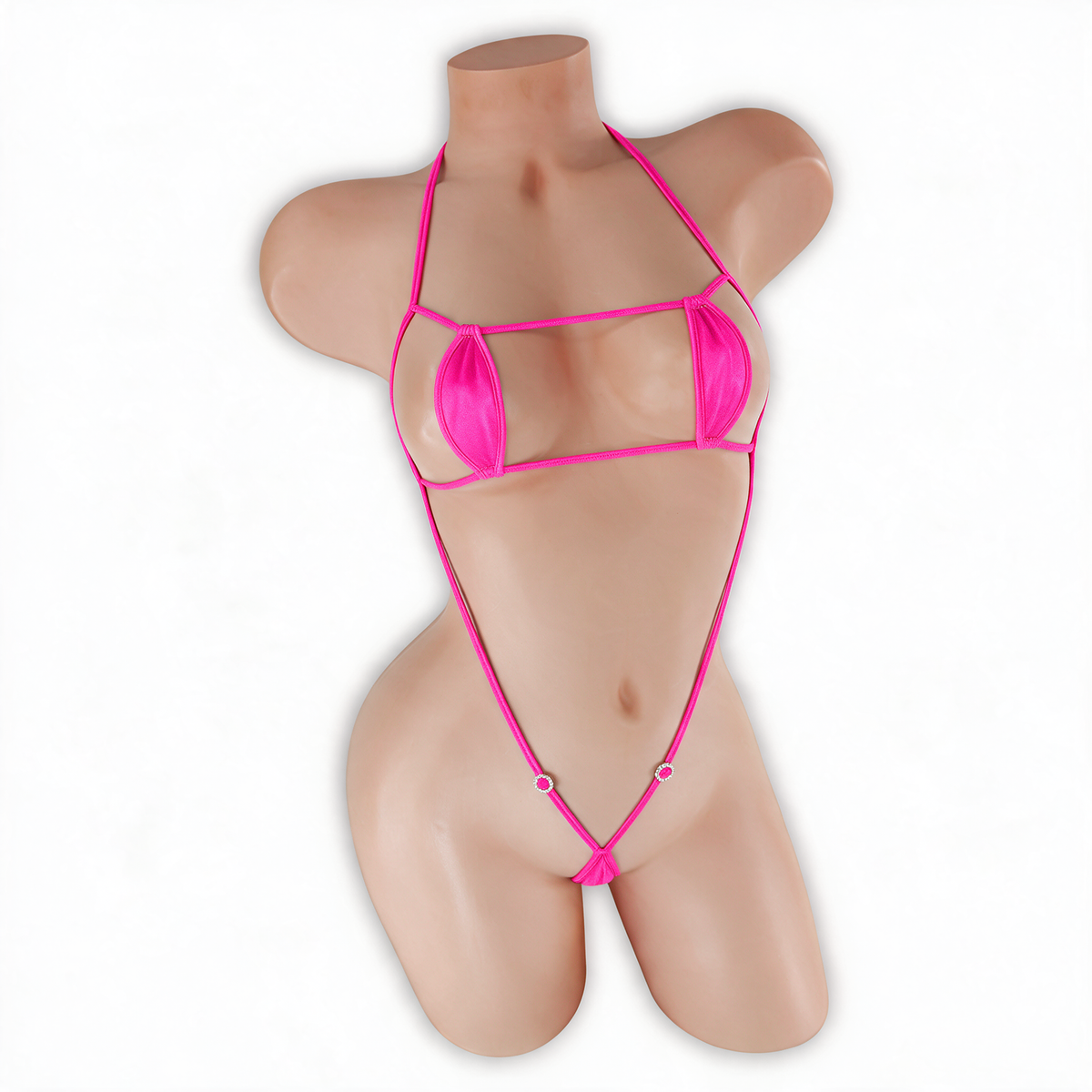 Pink Sapphire fuchsia Juno Micro Bling Bodysuit, front, Golddiggers Boutique