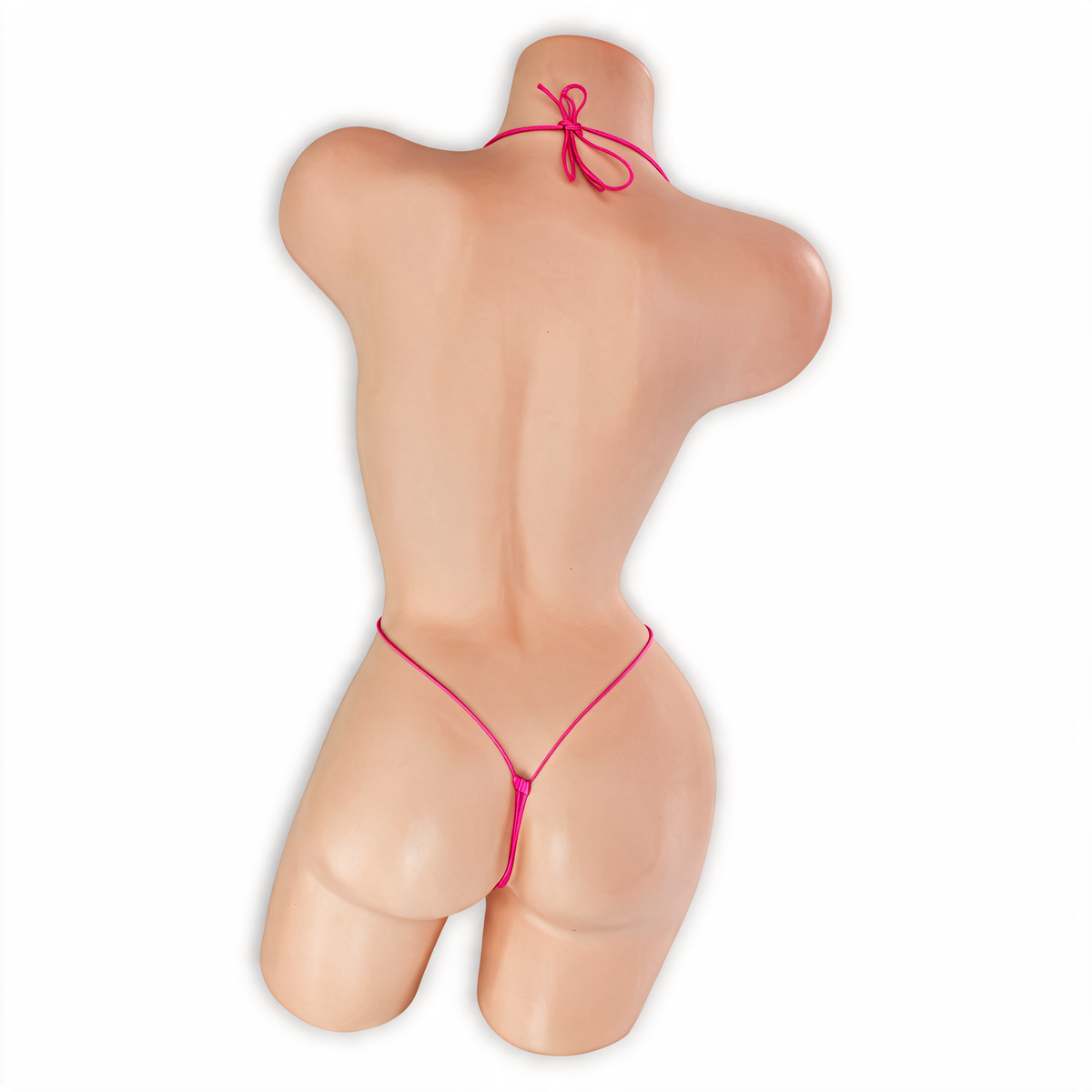 Pink Sapphire (Fuchsia) Kali Teeny Weeny Slingshot Bodysuit back view on mannequin, neck tie, waist string and G-string