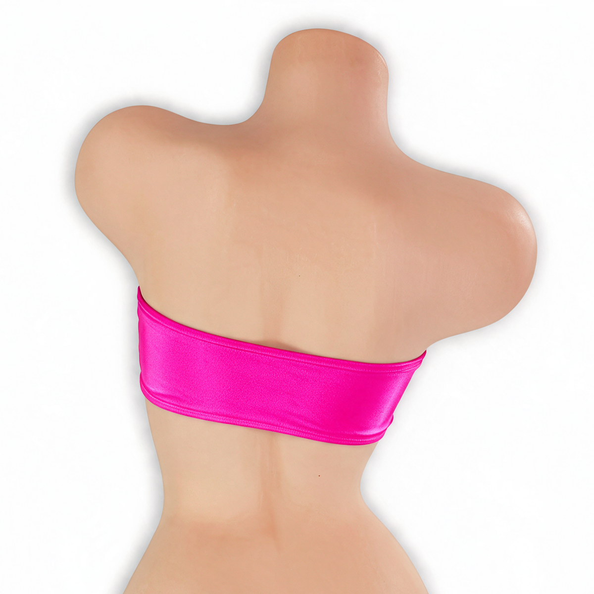 Pink Sapphire fuchsia ladder cutout bandeau top on mannequin, back view, Golddiggers Boutique