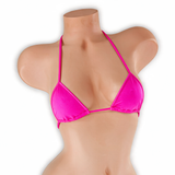 Pink Sapphire fuchsia mini tri top on mannequin, front view, Golddiggers Boutique