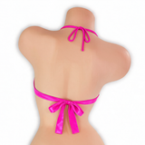 Pink Sapphire fuchsia open front o-ring top on mannequin, back view, Golddiggers Boutique