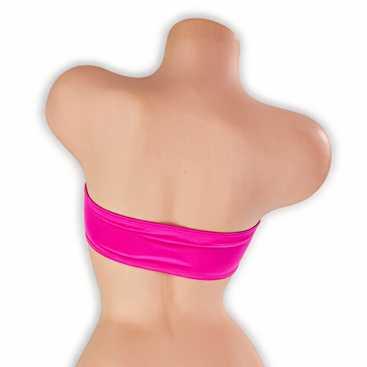 Pink Sapphire fuchsia peekaboo bandeau top on mannequin, back view, Golddiggers Boutique