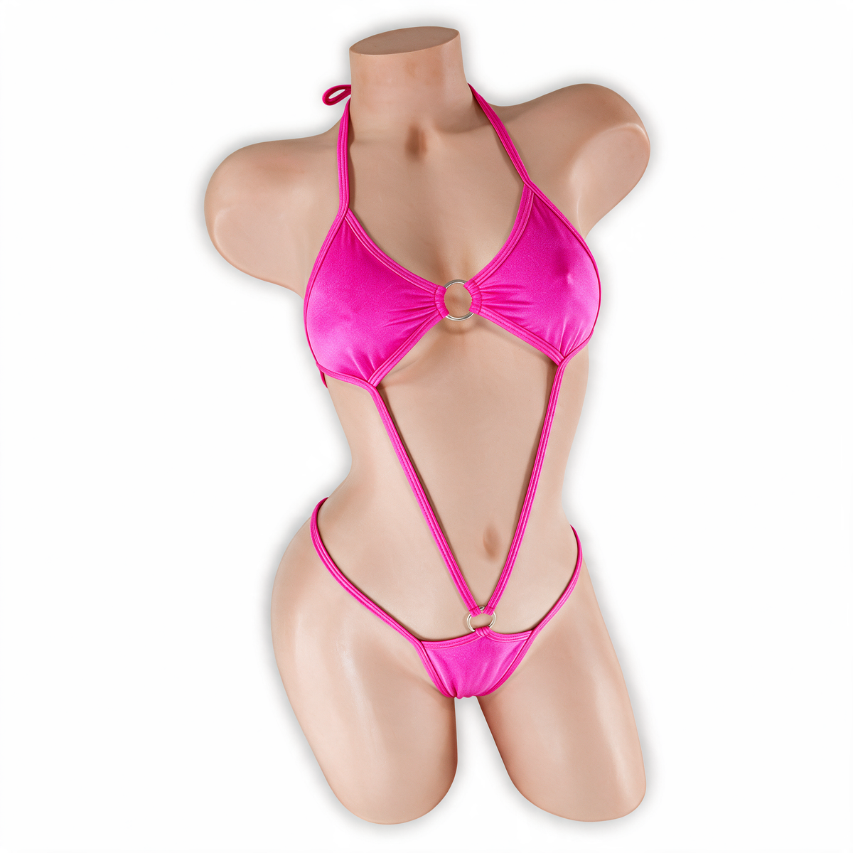 Pink Sapphire fuchsia Remy O-Ring Slingshot Bodysuit, front, Golddiggers Boutique
