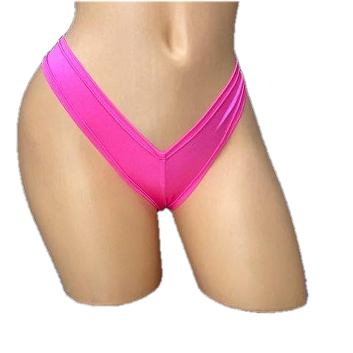 Pink Sapphire fuchsia scrunch back super micro shorts on mannequin, front view, Golddiggers Boutique