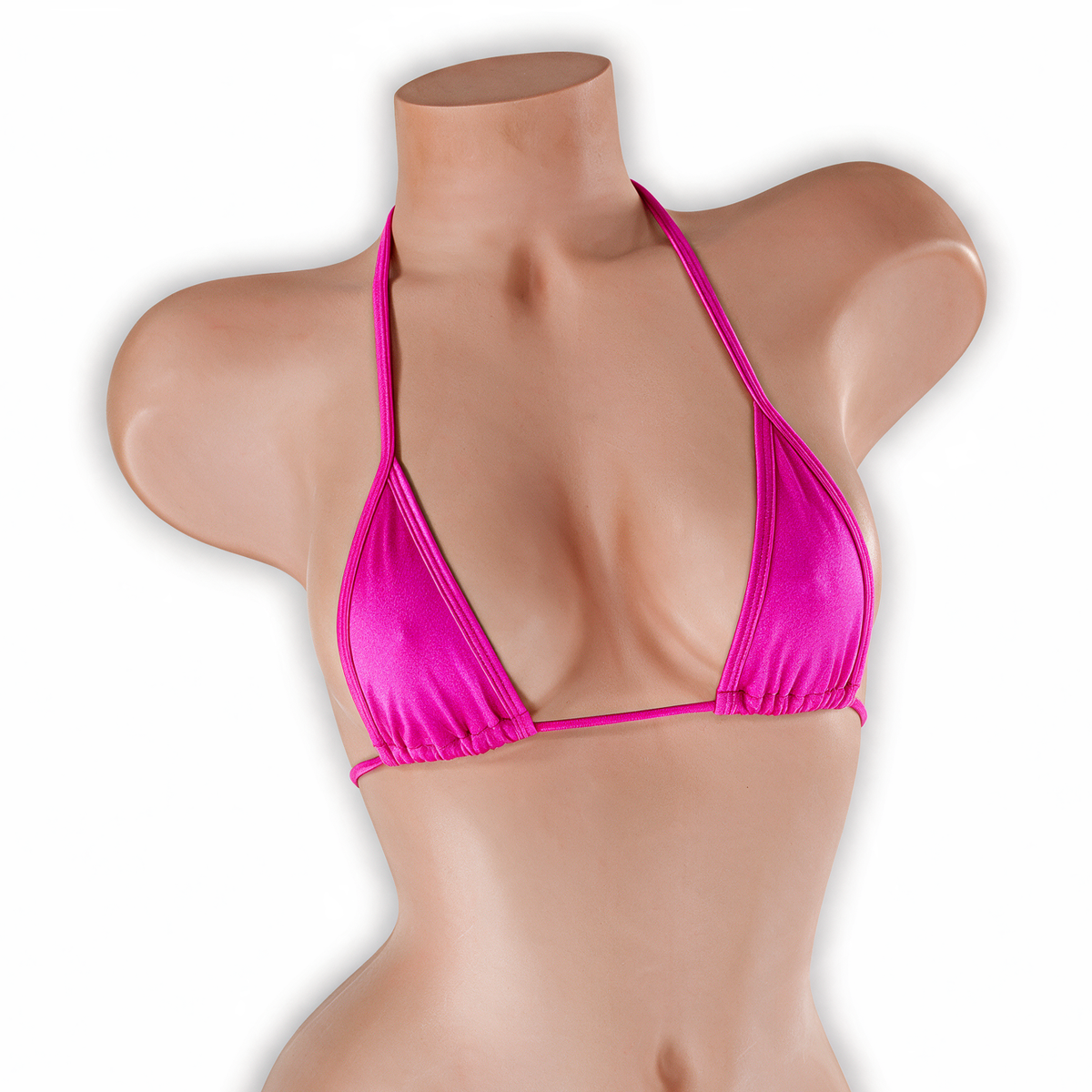 Pink Sapphire fuchsia skinny tri top on mannequin, front view, Golddiggers Boutique