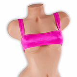 Pink Sapphire fuchsia sleek underboob top on mannequin, front view, Golddiggers Boutique