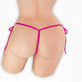 Pink Sapphire fuchsia tie side g-string on mannequin, back view, Golddiggers Boutique