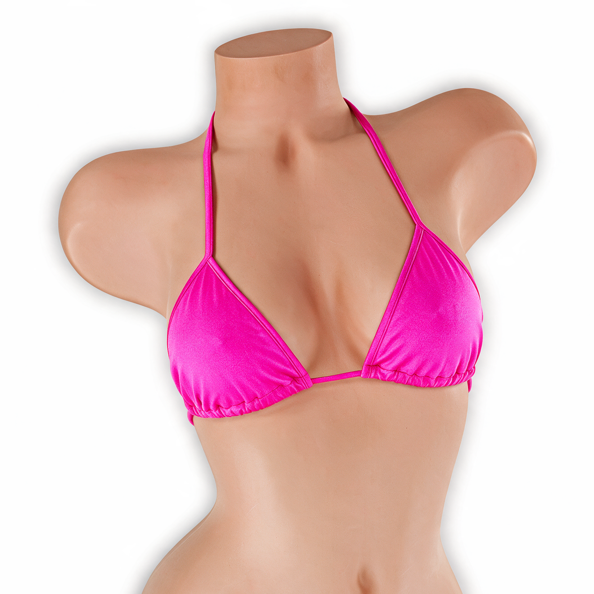 Pink Sapphire fuchsia tri top on mannequin, front view, Golddiggers Boutique