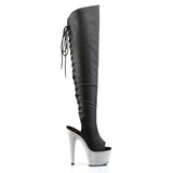 Pleaser 7 inch black silver rhinestone platform over the knee boot, inside view
