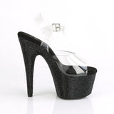 Pleaser 7 inch clear black rhinestone platform ankle strap sandal, inside view