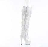 Pleaser 7 inch clear silver rhinestone fringe platform over the knee boot, inside view