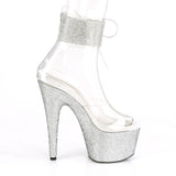 Pleaser 7 inch clear silver rhinestone platform ankle cuff sandal, inside view