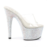 Pleaser 7 inch clear silver rhinestone platform slide, inside view