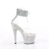 Pleaser 7 inch clear silver rhinestone strap platform ankle cuff sandal, inside view