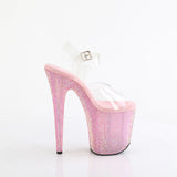 Pleaser 8 inch clear baby pink resin rhinestone platform ankle strap sandal, inside view
