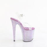 Pleaser 8 inch clear lavender resin rhinestone platform ankle strap sandal, inside view