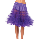 Close-up front view of purple knee length ruffle petticoat - Golddiggers Boutique