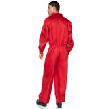 Back view of red men's coverall jumpsuit costume - Golddiggers Boutique