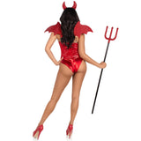 Front view of red rhinestone devil wings and horn headband kit - Golddiggers Boutique